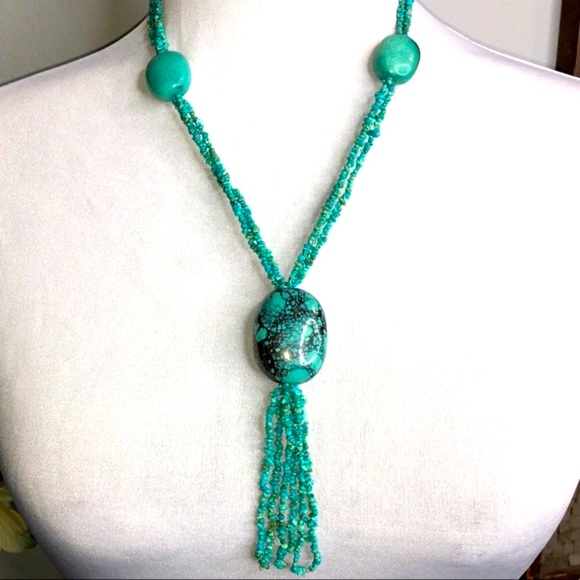 Vintage Turquoise Beaded Necklace 14” - Picture 2 of 4